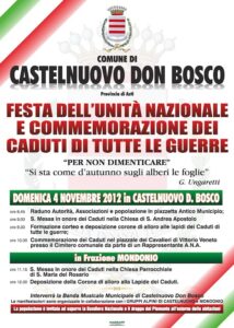 Celebrazioni per il 4 novembre a Castelnuovo Don Bosco