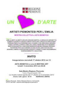 Da domani “Un cuore d’arte. Artisti piemontesi per l’Emilia”