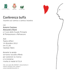 All’Alfieri “Conferenza buffa” di Antonio Catalano per raccogliere fondi per la ricerca sulla SLA