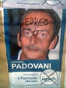 Un vandalo imbratta il manifesto elettorale di Padovani