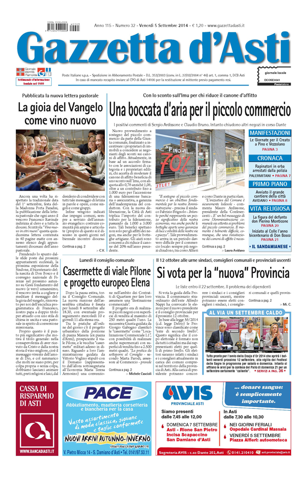 Prima pagina – 5 settembre 2014