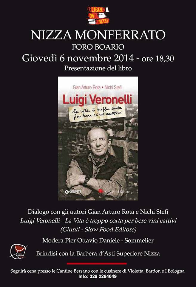 A Nizza Monferrato si presenta il libro Luigi Veronelli – La vita è troppo corta per bere vini cattivi