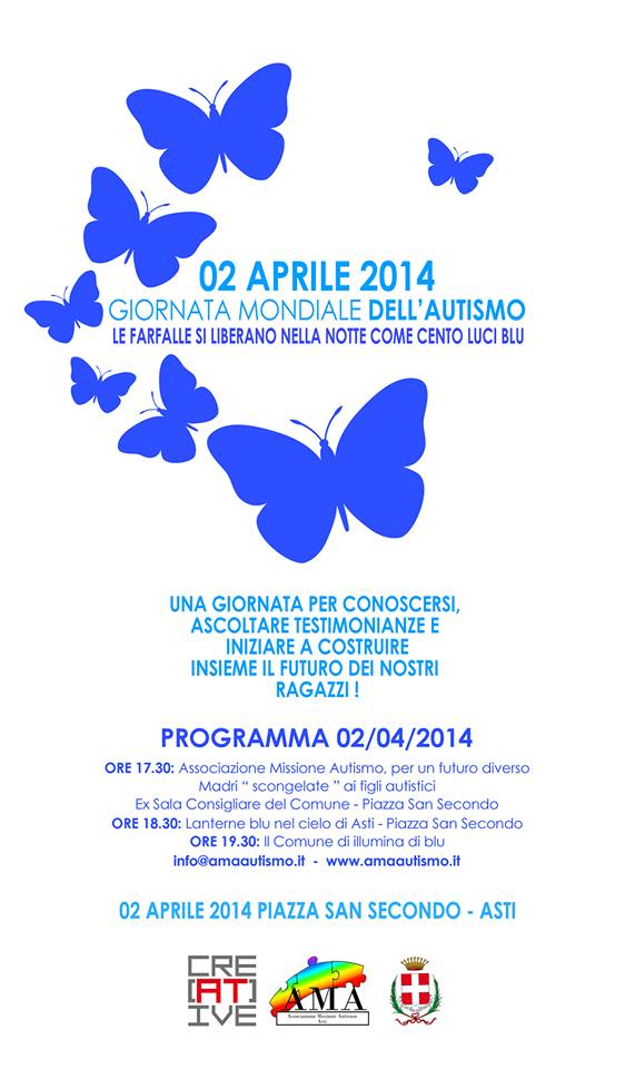 Farfalle Blu ad Asti per la Giornata Mondiale dell’Autismo