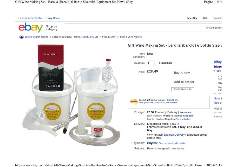 E’ lotta ai wine-kit per produrre finto Barolo venduti su eBay