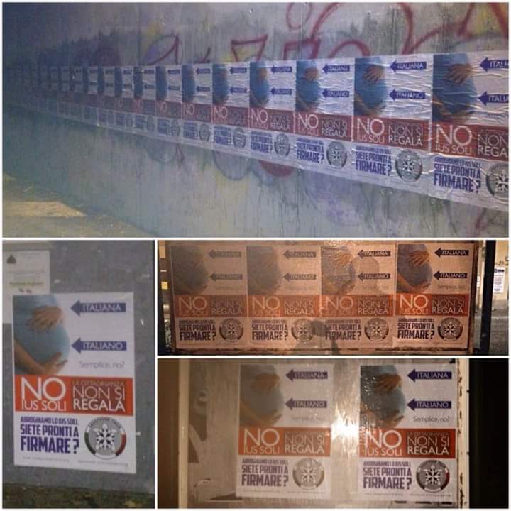 Manifesti di Casa Pound contro lo Ius Soli