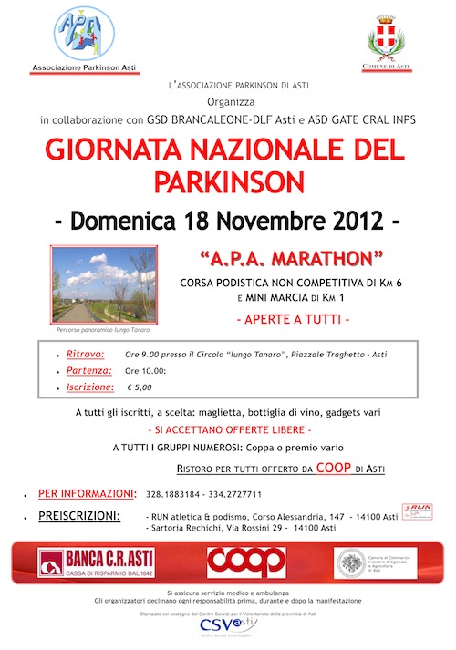 Grande partecipazione alla APA Marathon, una corsa in favore del parkinson