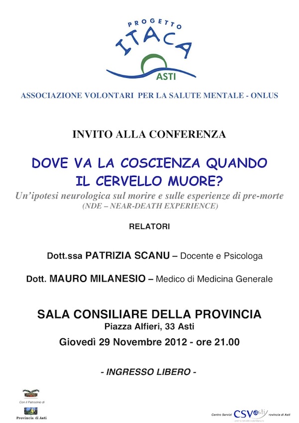 “Dove va la coscienza quando il cervello muore?” conferenza dell’associazione Itaca