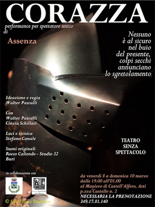 Corazza, performance per spettatore unico a Castell’Alfero