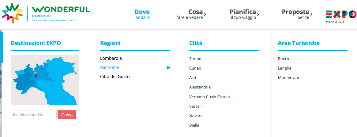 Le strutture ricettive del Piemonte sul portale Wonderful Expo2015