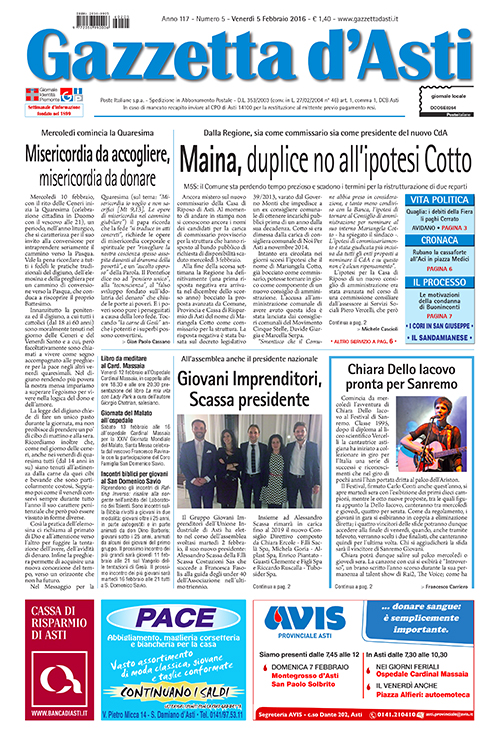 Prima pagina – 5 febbraio 2016