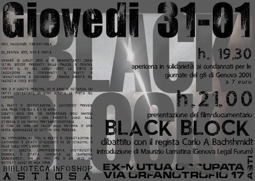 Alla mutua occupata Black/Block un docufilm sul G8 di Genova