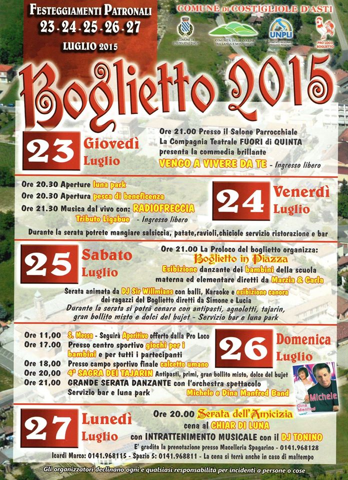 Da stasera al via la festa patronale a Boglietto