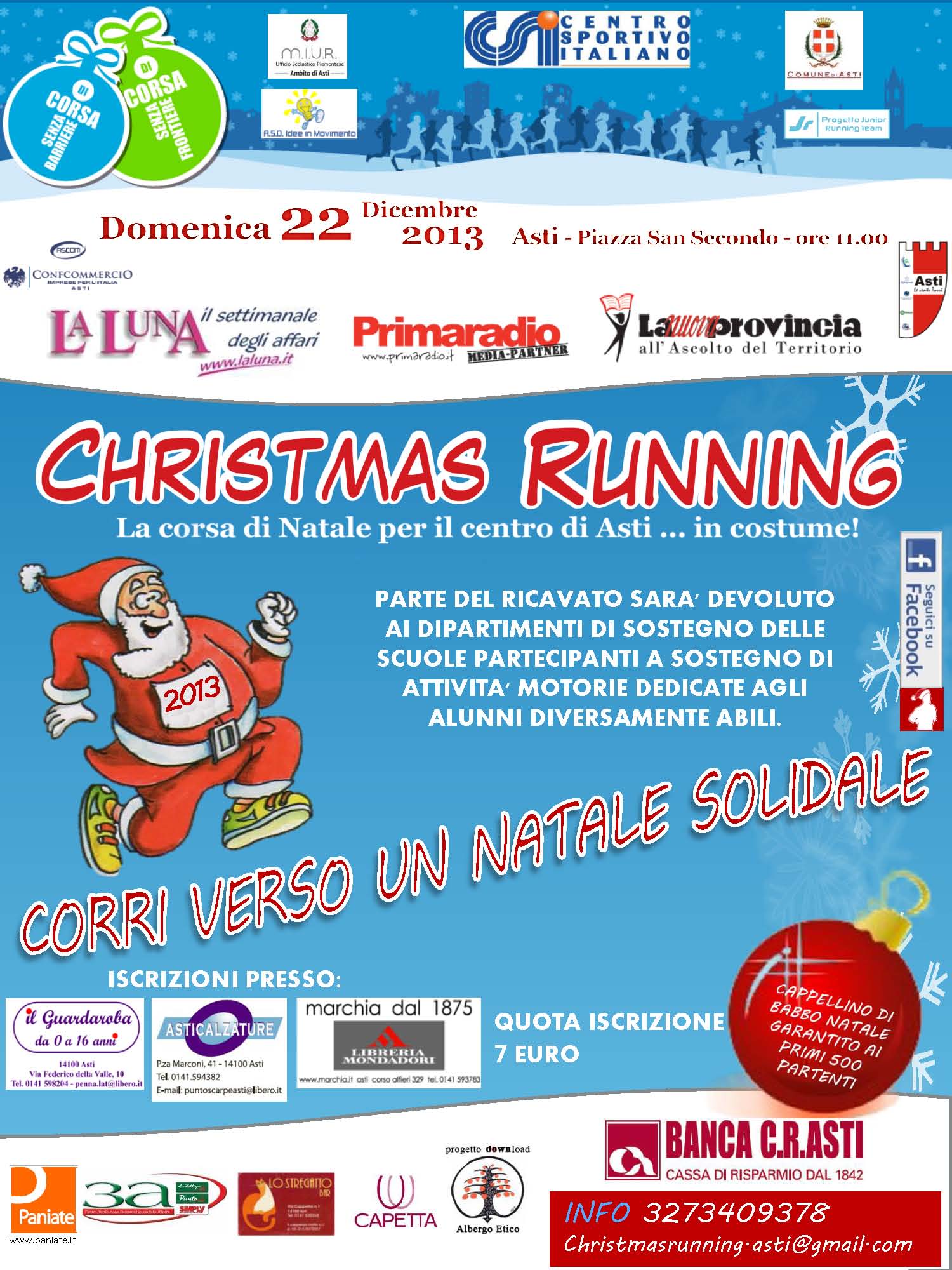 Domenica la seconda edizione della “Christmas Running”