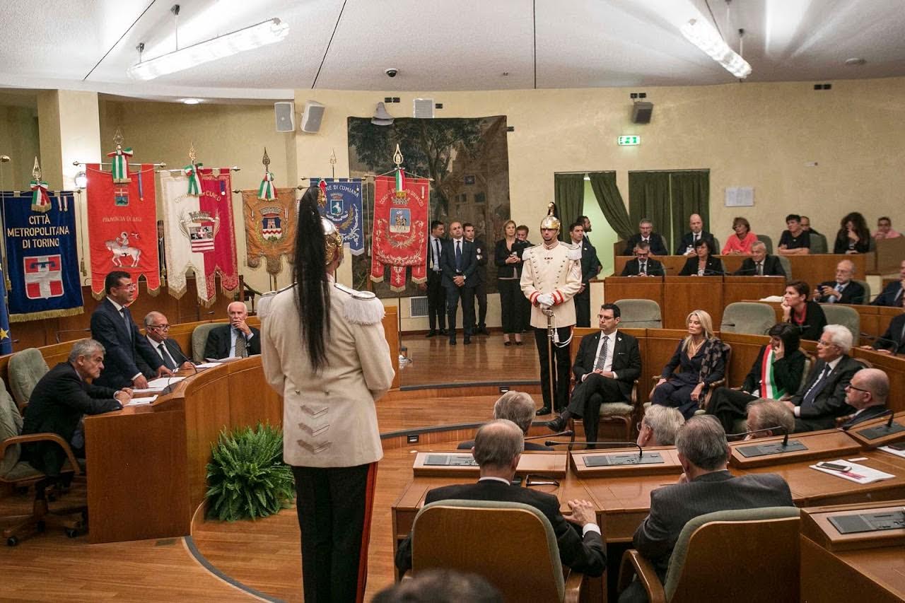 Il Gonfalone della Provincia di Asti a Torino alla presenza del presidente della Repubblica