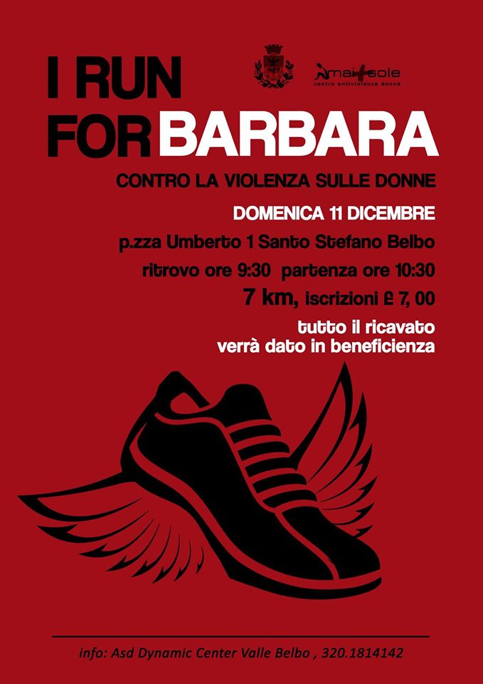 “I run for Barbara” contro la violenza sulle donne: corsa podistica a Santo Stefano Belbo