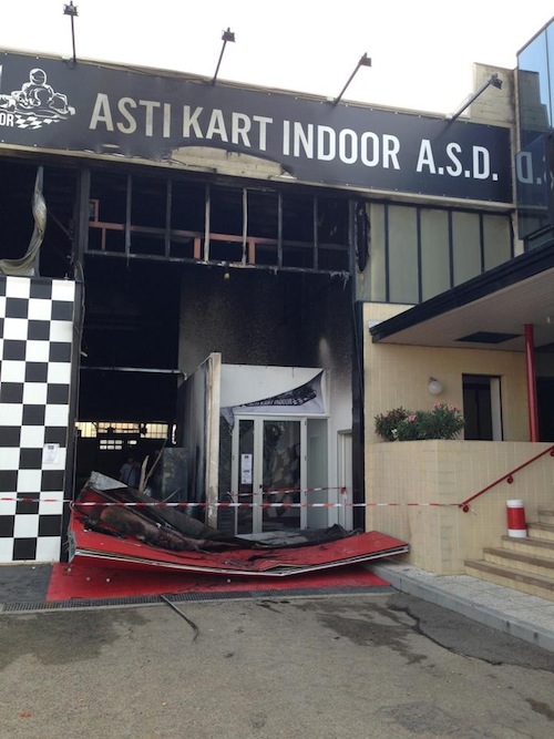 Incendio all’Asti Kart