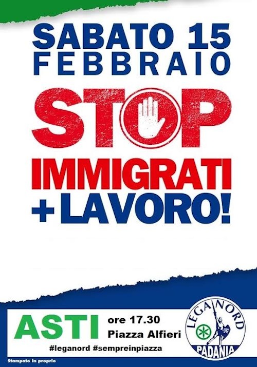 La Lega in piazza per dire stop agli immigrati e sì al lavoro