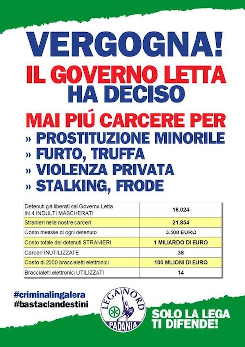 Presidio della Lega Nord davanti al carcere di Quarto