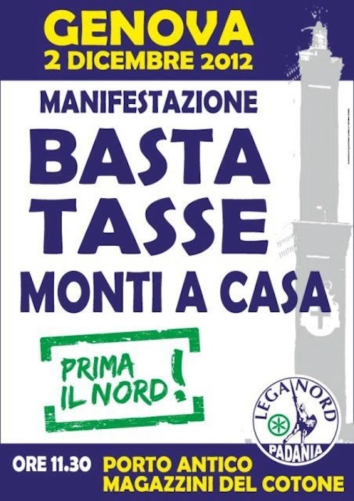 Un pullman da Asti per la manifestazione della Lega Nord a Genova