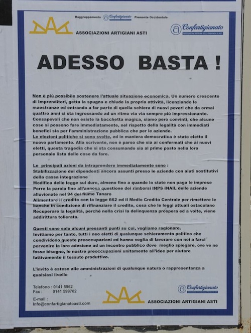 “Adesso basta!”: Confartigianato Asti lancia un appello