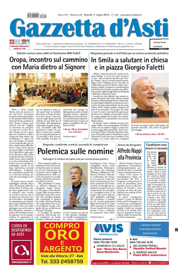 Prima pagina – 11 luglio 2014