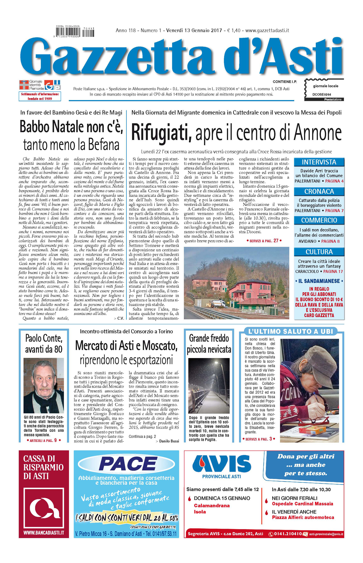 Prima pagina – 13 gennaio 2017