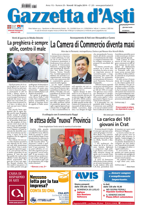 Prima pagina – 18 luglio 2014