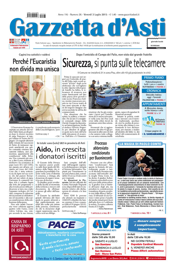 Prima pagina – 3 luglio 2015