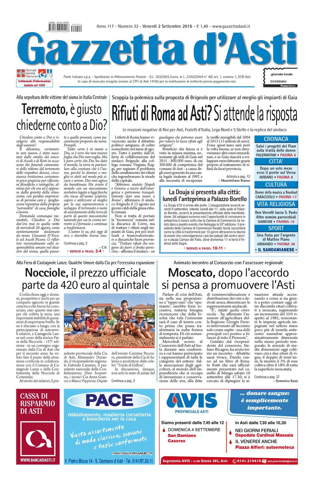 Prima pagina – 2 settembre 2016