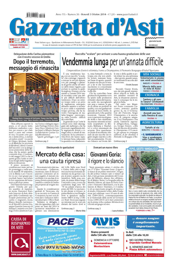 Prima pagina – 3 ottobre 2014