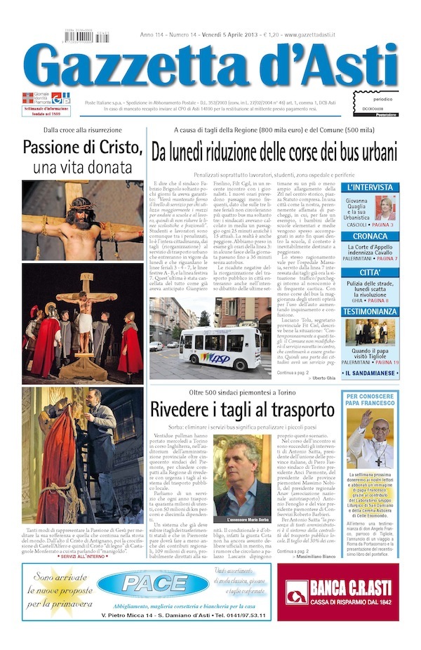 Prima pagina – 5 aprile 2013