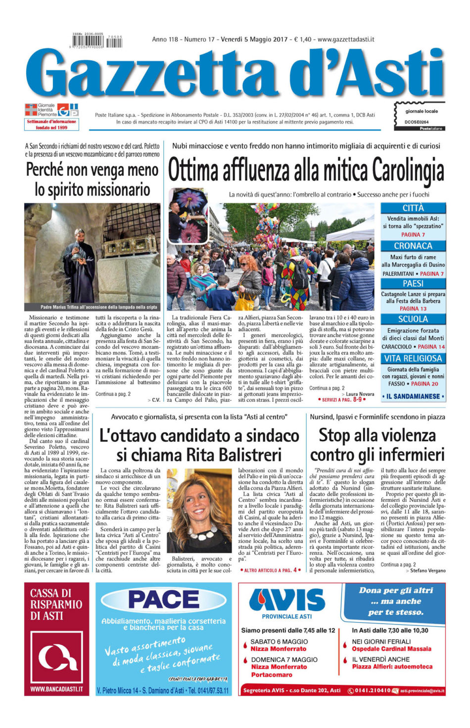 Prima pagina – 5 maggio 2017