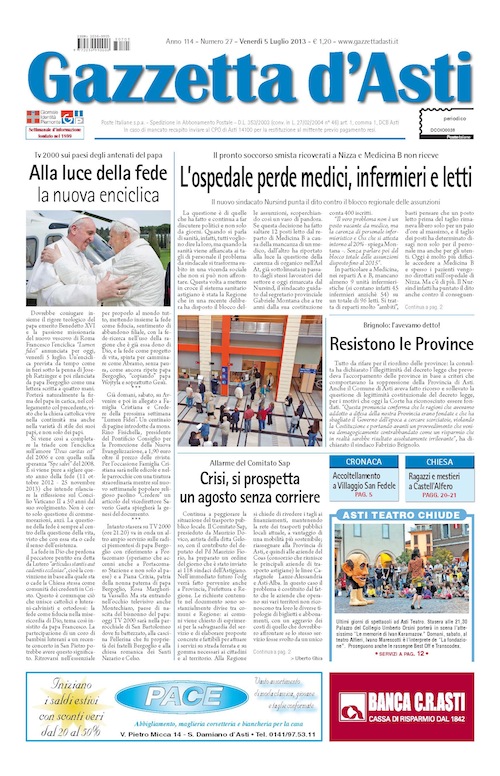 Prima pagina – 5 luglio 2013