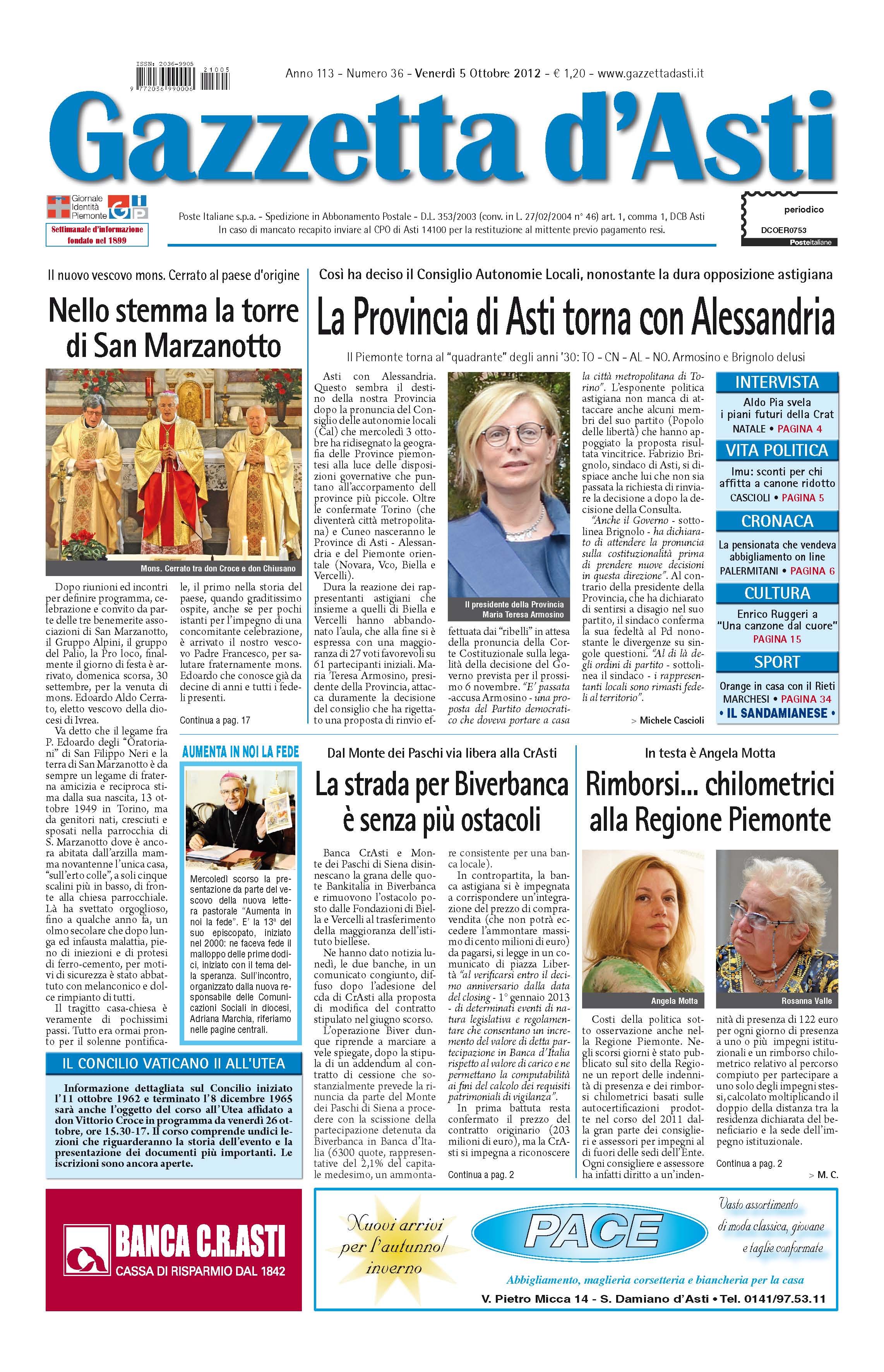 Prima Pagina – 5 ottobre 2012