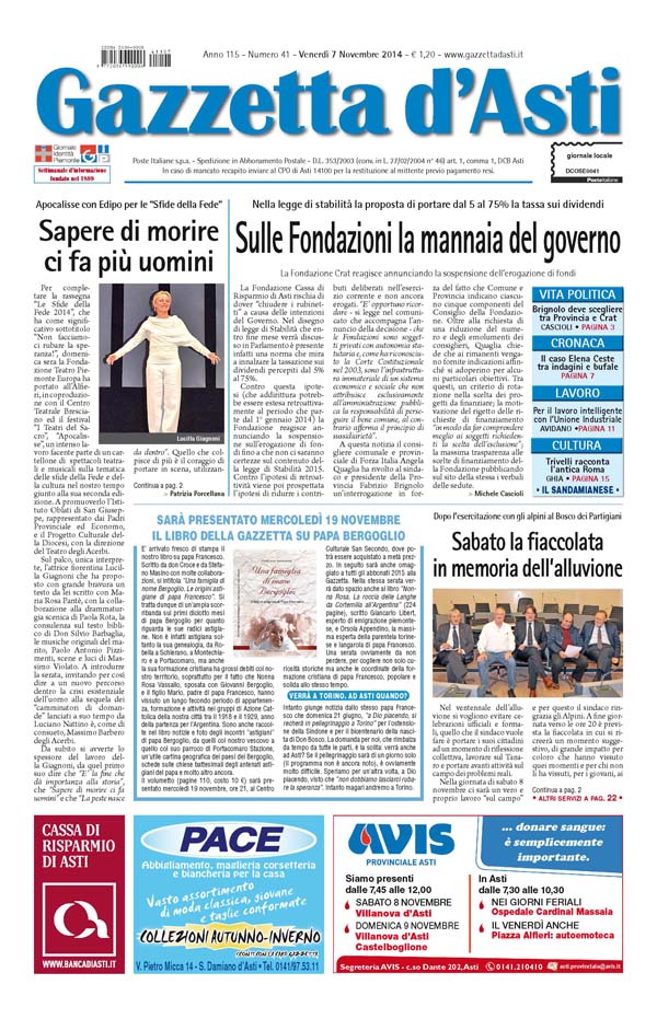 Prima pagina – 7 novembre 2014