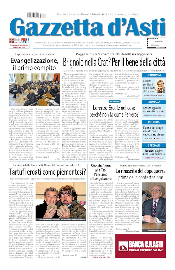 Prima pagina – 8 febbraio 2013