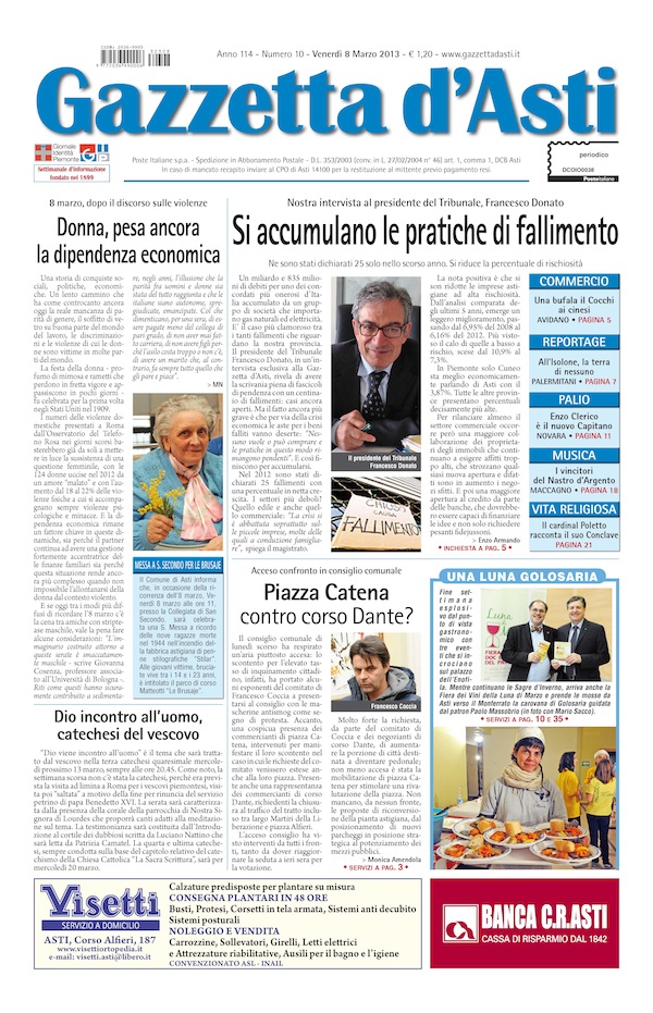 Prima pagina – 8 marzo 2013
