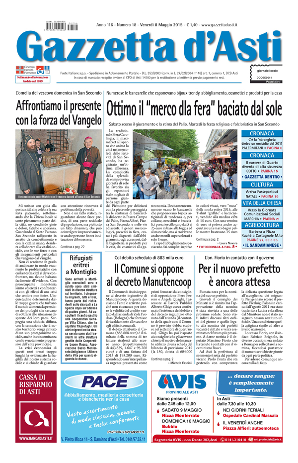 Prima pagina – 5 maggio 2015
