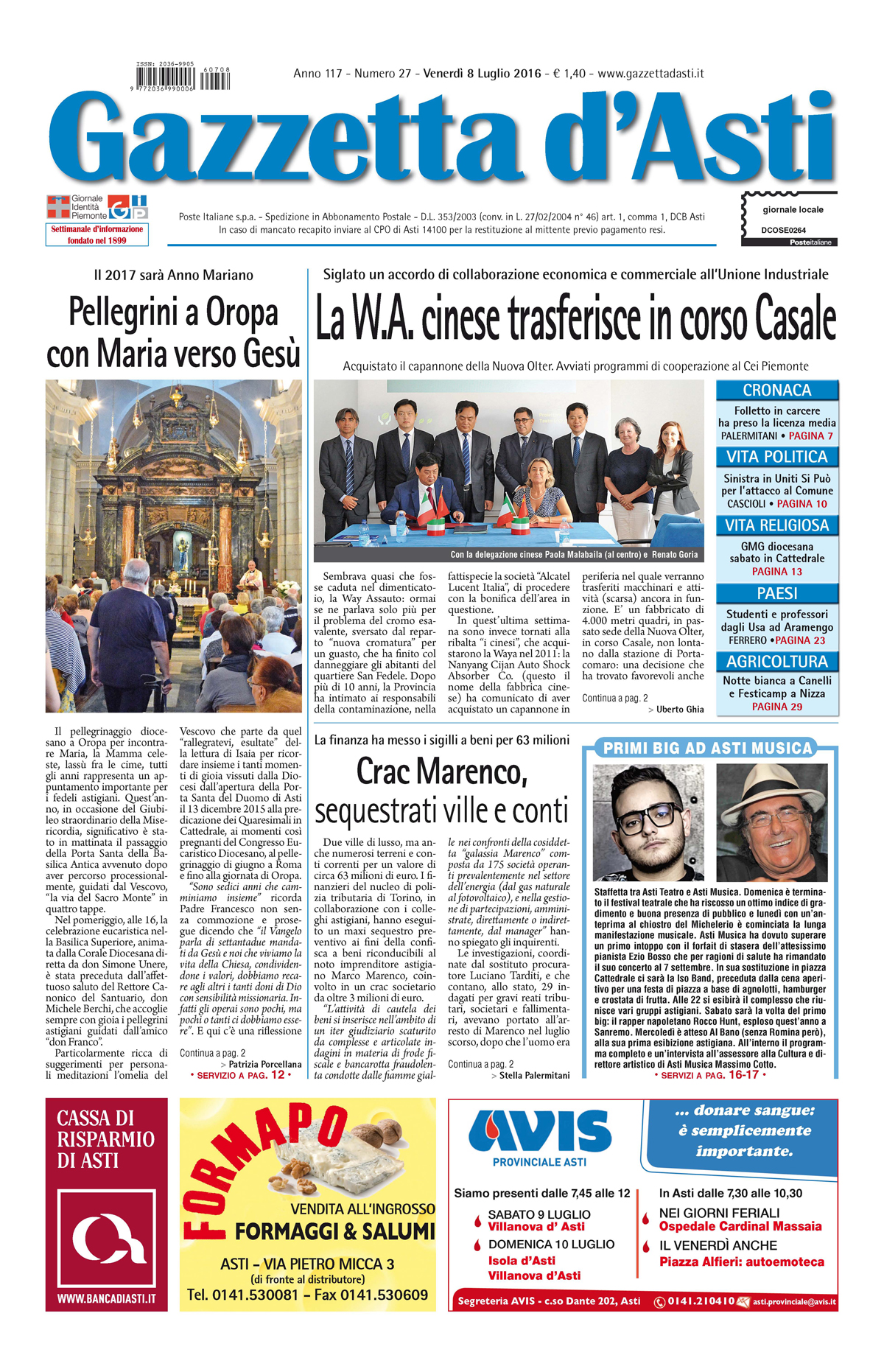 Prima pagina – 8 luglio 2016