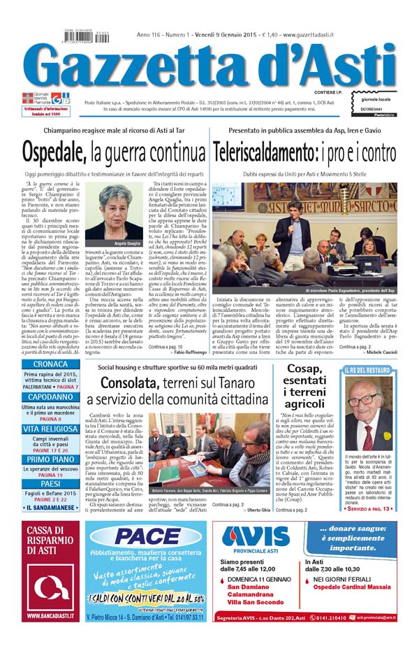 Prima pagina – 9 gennaio 2015