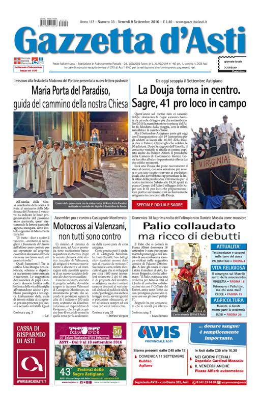 Prima pagina – 9 settembre 2016