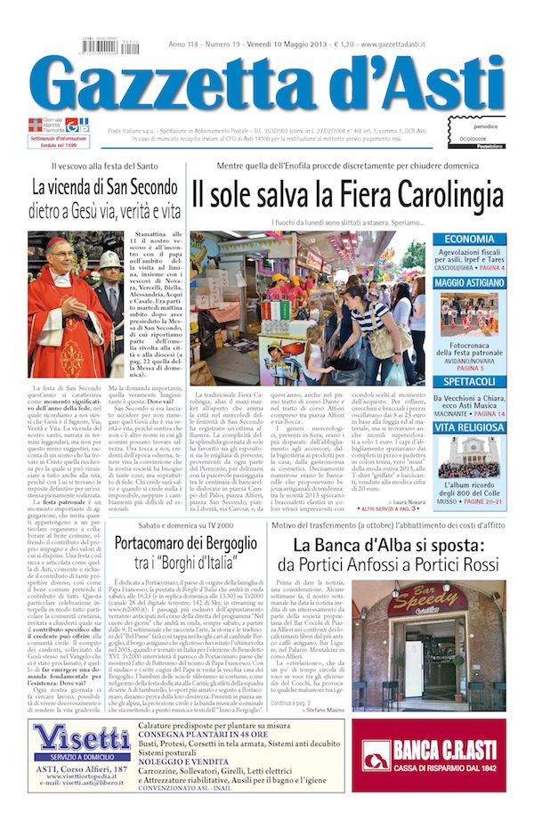 Prima pagina – 10 maggio 2013