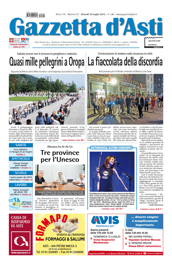 Prima pagina – 10 luglio 2015