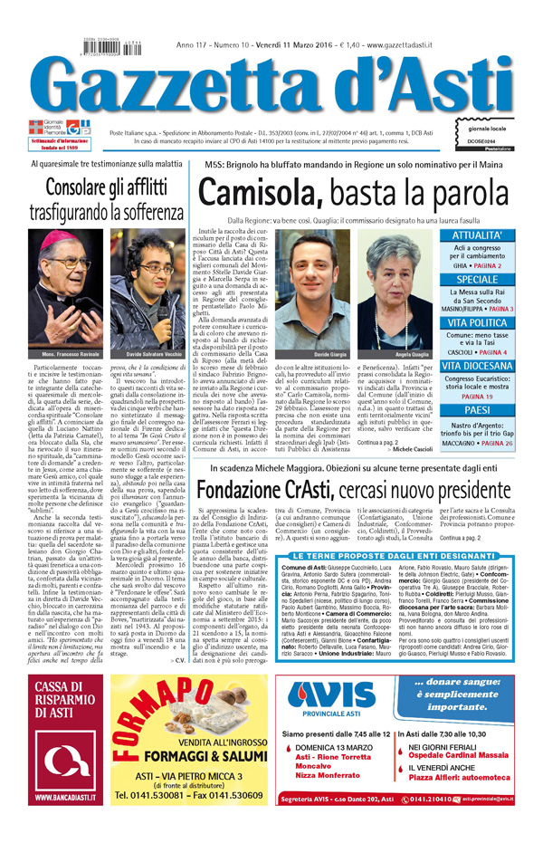 Prima pagina – 11 marzo 2016