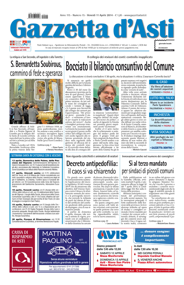 Prima pagina – 11 aprile 2014