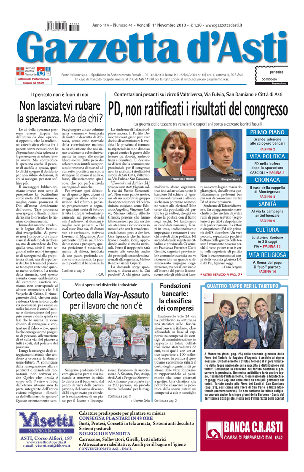 Prima pagina – 1 novembre 2013