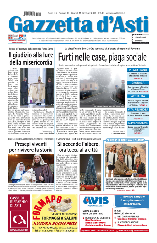 Prima pagina – 11 dicembre 2015