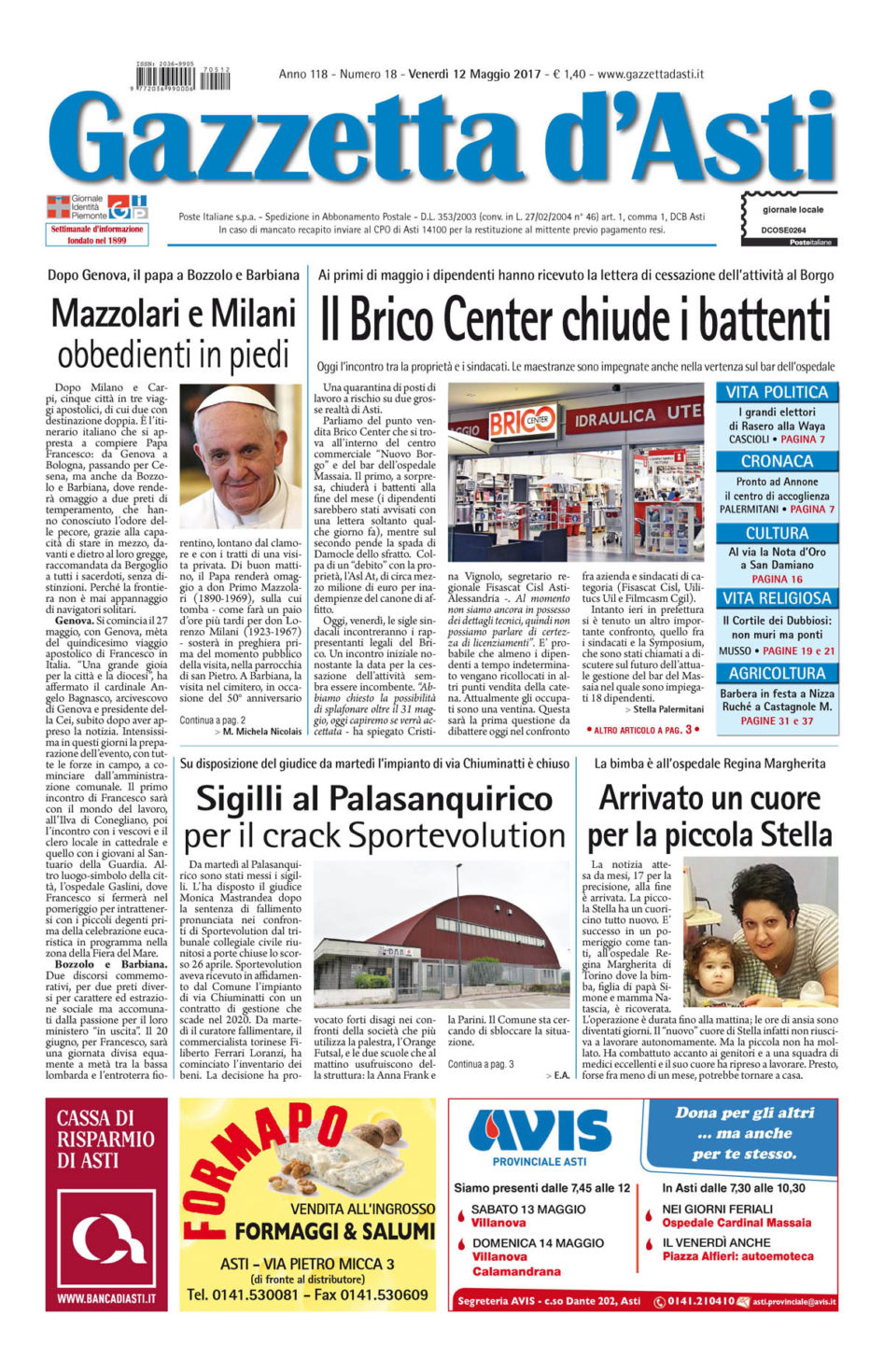 Prima pagina – 12 maggio 2017