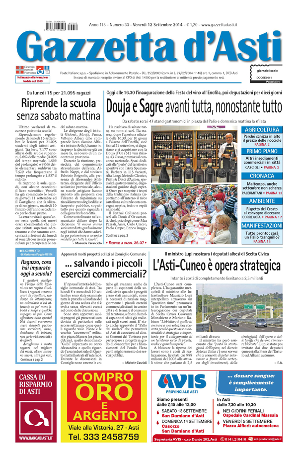 Prima pagina – 12 settembre 2014