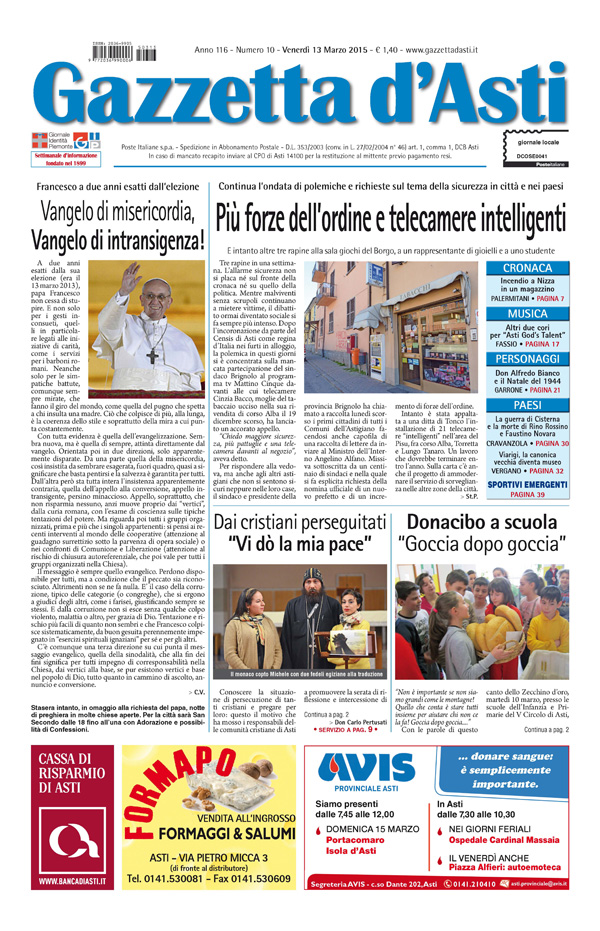 Prima pagina – 13 marzo 2015